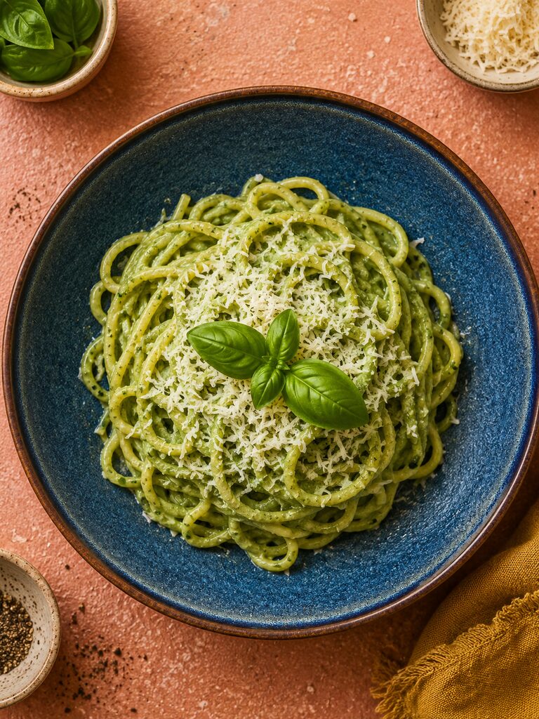 Creamy Cottage Cheese Basil Pasta