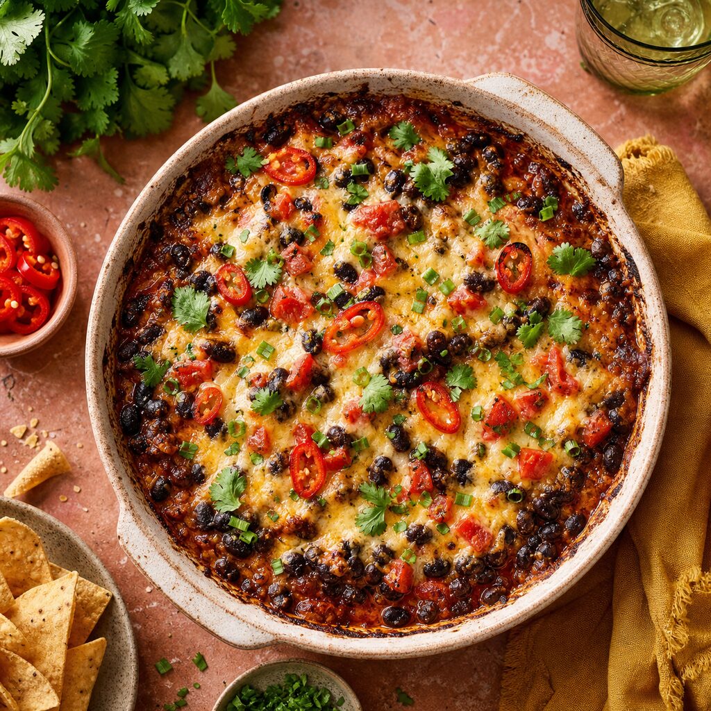 Cheesy, Spicy Black Bean Bake