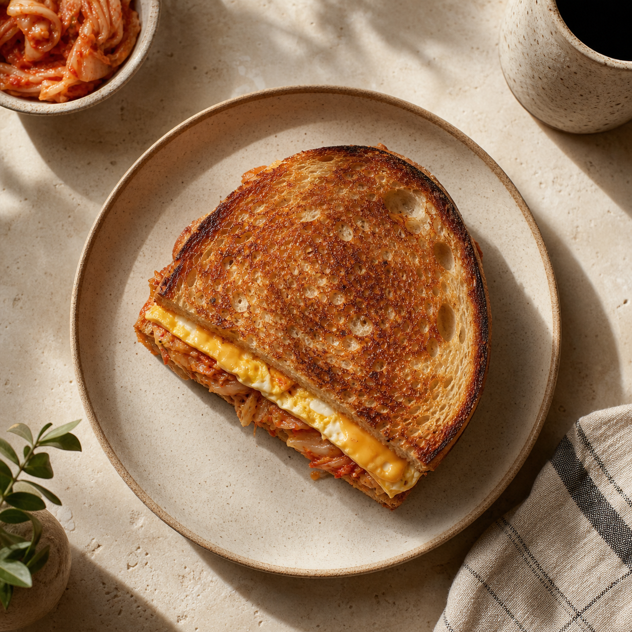 Kimchi, Egg and Cheese Sandwich
