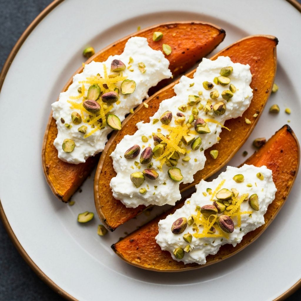 Roasted Spiced Squash With Whipped Feta and Pistachios